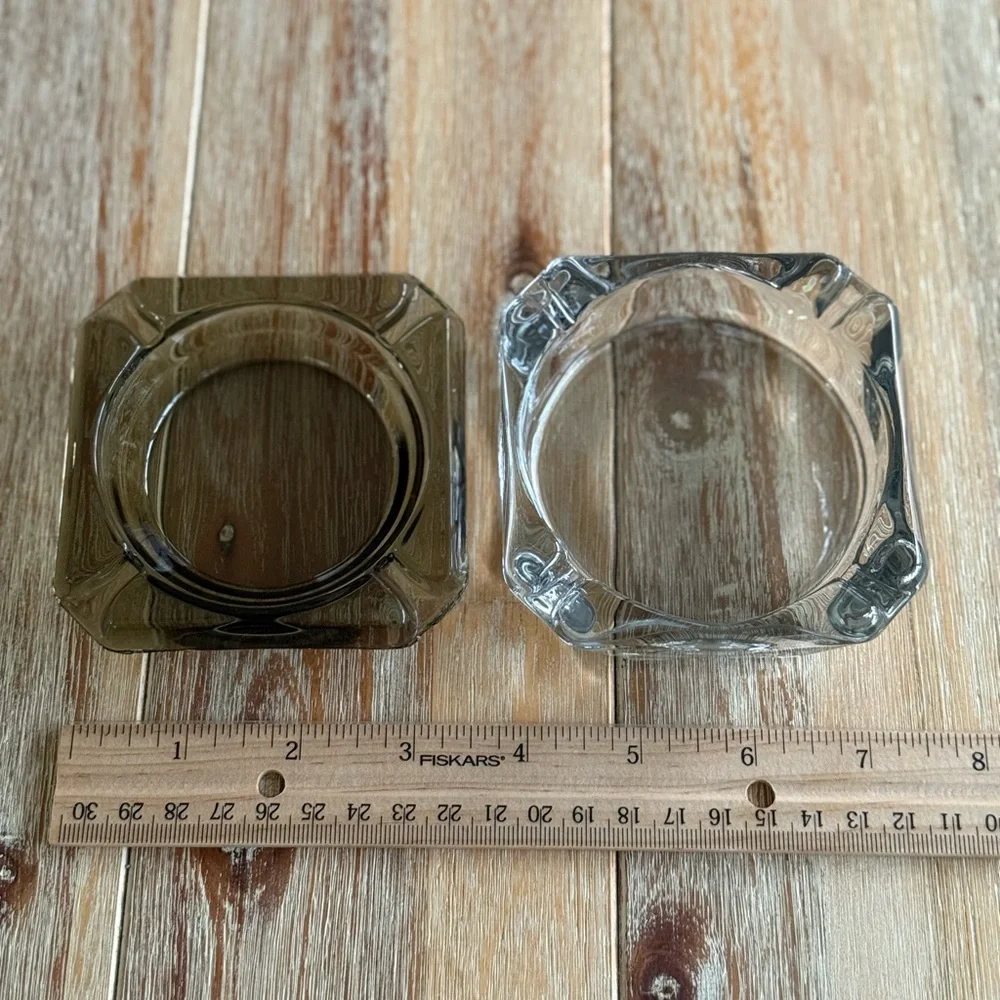 Vintage Glass Ashtrays Set of Two